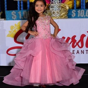 Stunning Girls Pageant Dress - Blush Rose Color